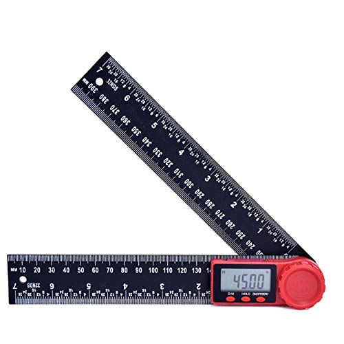 JTRHD Measuring Layout Tool Digital Display Angle Ruler Wood working Angle Ruler Digital Caliper for Carpenter Engineer Craftsmen (Color : Black and red shell, Size : 300mm)