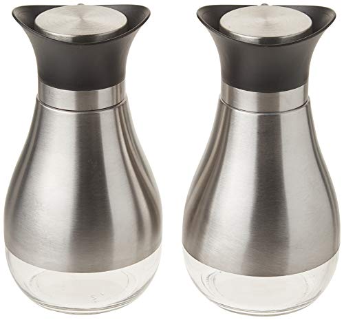 image for Circleware Cafe Contempo Stainless Glass Vinegar Container Bottles Set