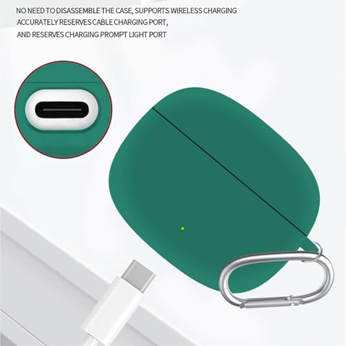 Image of Anvique Silicone Case Cover for Oneplus Nord Buds 4 Pro, Scratch Resistance, Shock Absorption, with Premium Carabiner (Green R)
