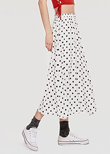 CHARTOU Women's Casual Contrast Polka Dot Chiffon Bohemia Swing Beach Midi A-Line Skirts3