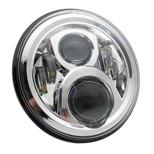Phare moto LED halo rond 7 pouces noir à faisceau blanc pur 6000K
