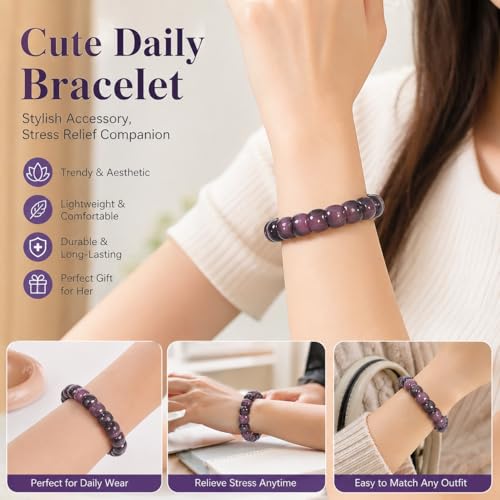 Image of Fidget Bracelet Fidget Adults Anxiety Relief Items Bodhi Beads Jewelry Stretch Sensory Beaded Bracelets for Women Men Christmas Stocking Stuffers