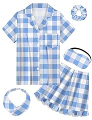 Blue White Plaid-short