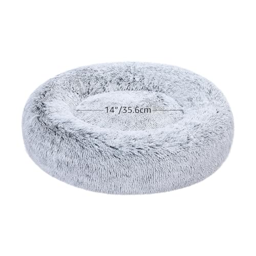 Image of Amazon Basics Washable Donut Pet Bolster Faux Fur Bed with Removable Cover, Anti-Slip Bottom for Dog, Grey, 23 inch x 23 inch