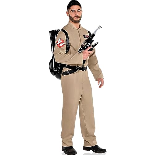 Party City Ghostbusters Halloween Costume with Proton Pack for Adults, Standard Size, with Jumpsuit and Backpack