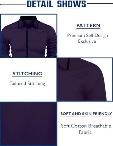 Image of Zombom Combo of Men's Cotton Blend Solid Regular Fit Casual Full Sleeves Shirts (Pack of 3)