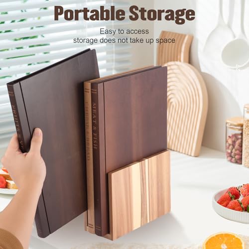 Set de tablas de cortar con soportes de madera en forma de libro miniatura 6