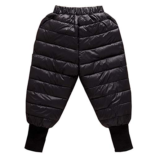 Happy Cherry - Bebés Pantalones Largos de Esquí Invierno Niñas Niños Pantalón Acolchado Caliente Infantil Ropa Ligero Resistente Viento para Aire Libre - 6-12 Meses - Negro