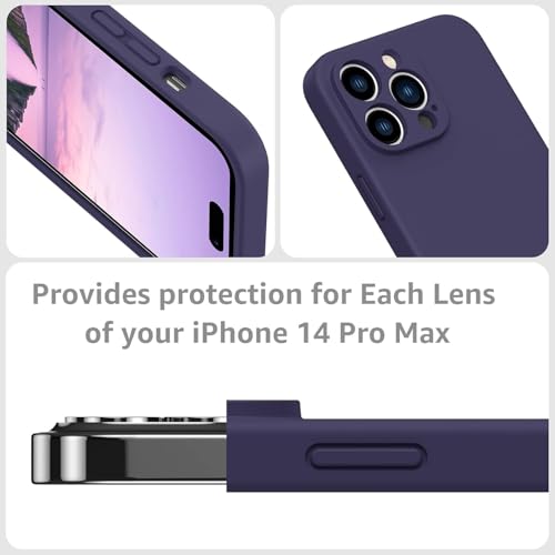 Image of DIZORO Compatible for iPhone 15 PRO Camera Protection Case 6.1, Slim Liquid Silicone 3 Layers Full Covered Soft Gel Rubber Phone Case Protective Cover 6.1 Inch - Deep Purple.