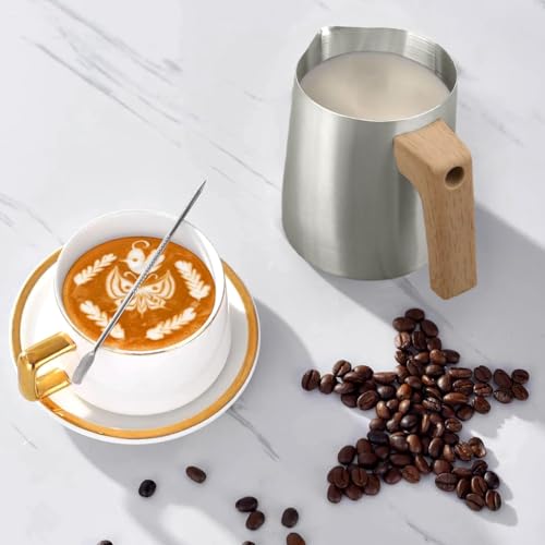 Image of Supvox 350ml /12Oz Milk Frothing Pitcher with Latte Art Pen, Steel Jug Coffee Frother Mug for Cappuccino, Stainless Steel Milk Frothing Pitcher and Decorating Pen, Coffee Accessories for Barista