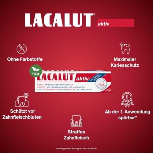 Lacalut aktiv Doppelpack 2 x 75ml, Zahnpasta, sofort spürbare Straffung und Festigung des Zahnfleischs, effektive Zahnpflege & Zahnfleischpflege 5