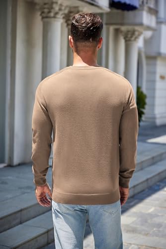 COOFANDY Mens Sweater Crewneck Pullover Long Sleeve Lightweight Sweater Plain Knit Silm Fit4