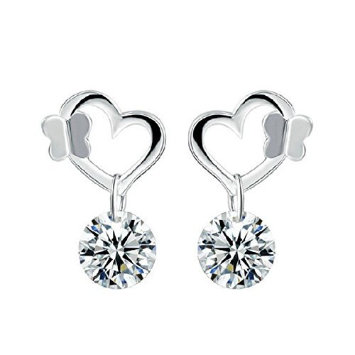Silver ShoppeeGlowing Heart' Sterling Silver Earrings for Kids, Girls and Women (SSER1373)