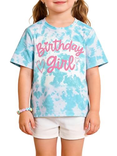 Image of Girls' Birthday Girl Letter Print T-Shirt with Bracelet, Pink, Size 4-12Y, Short Sleeve