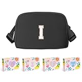 COSHAYSOO Riñonera de cintura pequeña con parche de letra inicial, mini bolso de viaje