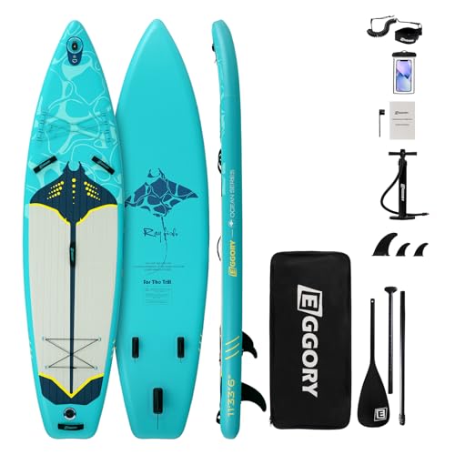 Inflatable Paddle Board,Stand Up Paddle Board Set, Extra Wide SUP Board with Removable Fin, Floating Paddle, Hand Pump, Waterproof Phone Pouch,Traveling Board
