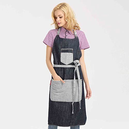 Delantales de Estilista para Mujeres con Bolsillos Delantales de Tienda de Mezclilla para Hombres Sin Mangas Ajustable para cocinar Camareros