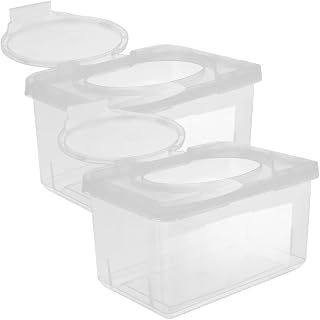 Beavorty Toilet Stand Travel Baby Wipes Case 2pcs Wipes Dispenser Container Wet Wipes Storage Box with Lid Baby Wipe Case Holder for Keeping Wipes Fresh Home Office Travel Baby Wipes Tissue Dispenser