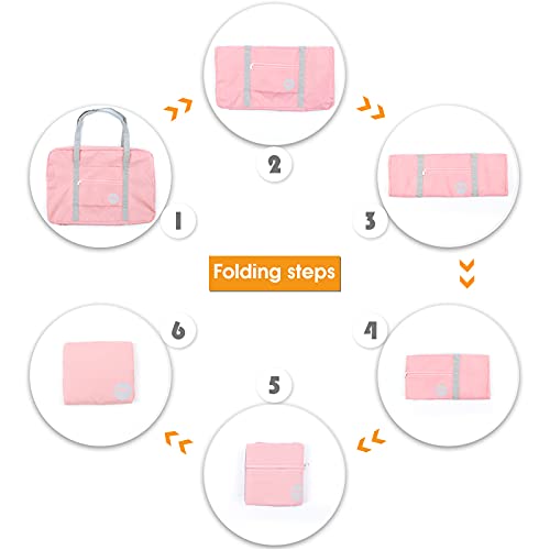 Wandf lichte, opvouwbare reistas, handtas, plunjezak, duffel, weekendtas of sporttas, voor op reis, naar de sportschool of als handbagage, roze - Image 8