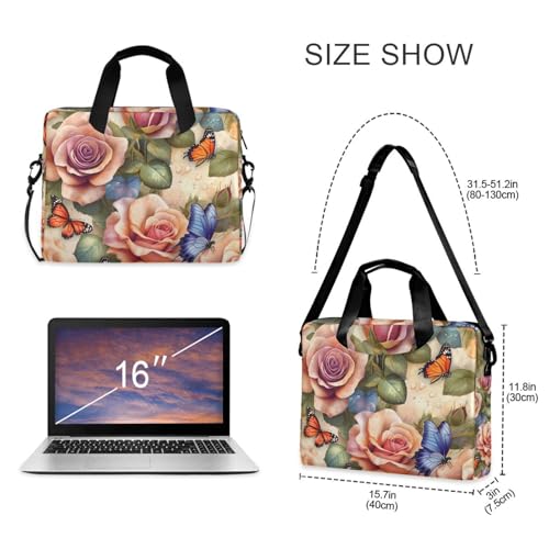 Maletín para portátil con diseño mariposa rosa, 13-15.6 pulgadas miniatura 5