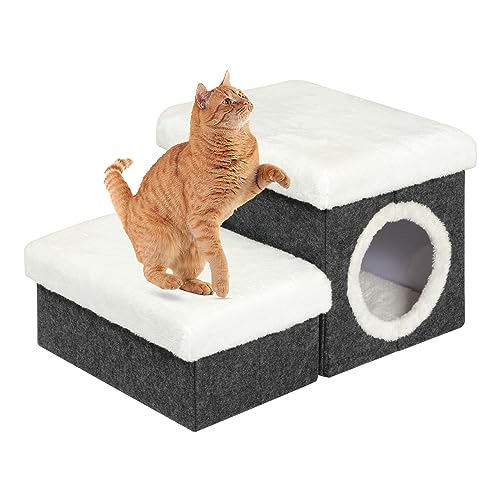 B-FSOBEIIALEO-Cat-House-Pet-Stairs-for-Beds-Sofa-Foldable-Dog-StairsSteps-2-Tier-Pet-Steps-with-Storage-Toy-Box-Small-Cat-house-for-indoor-house-Pet-Steps-Grey-157x126x126-inches - Cucciolini Doodles   B-FSOBEIIALEO-Cat-House-Pet-Stairs-for-Beds-Sofa-Foldable-Dog-StairsSteps-2-Tier-Pet-Steps-with-Storage-Toy-Box-Small-Cat-house-for-indoor-house-Pet-Steps-Grey-157x126x126-inches