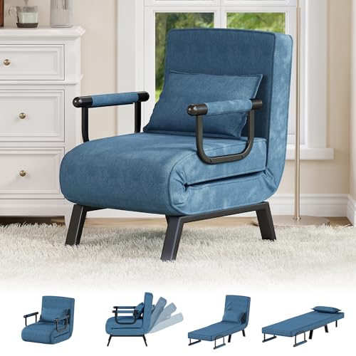Catálogo de Sofa Cama Azul los más solicitados. 46 TYBOATLE - Silla convertible para adultos, silla plegable 5 en 1 con respaldo ajustable y almohada de 5 posiciones, cómodo sofá cama individual para espacios pequeños,...