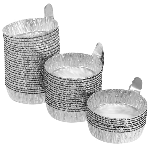Veemoon 50pcs Aluminum Foil Weighing Trays Handle 42ml Capacity Disposable Weighing Pans for Lab Use