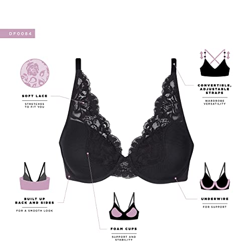 Image of Bali Women's Lace Underwire Bra, One Smooth U Comfort Stretch Full-Coverage Lace Bras for Women, Convertible