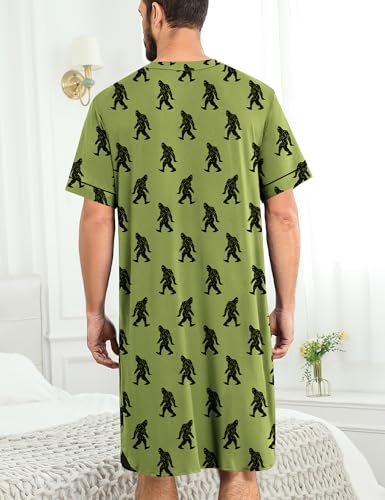 Image of SWOMOG Mens Nightgown Short Sleeve Lounge, Sleep Henley Shirt Pajama Big & Tall Nightshirt Comfy Nightwear M-3XL