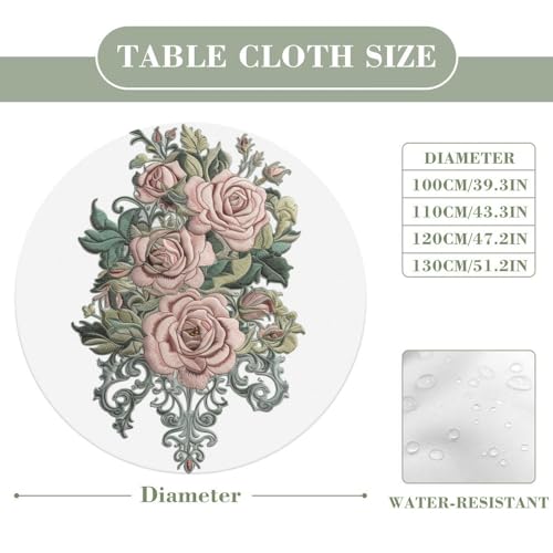Nappe de cuisine ronde extensible infroissable et imperméable fleurie