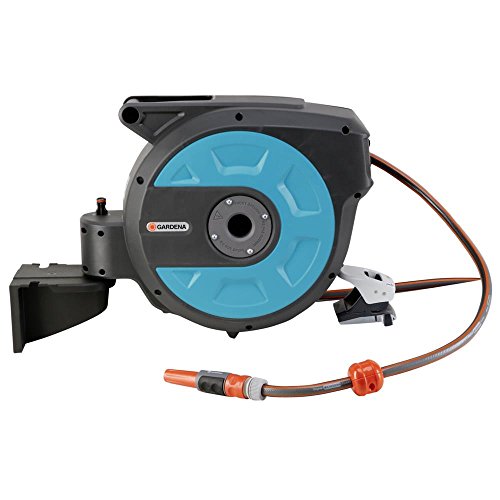 GARDENA 15 Roll-Up Swivel Wall-Mounted Automatic Hose Box with 50-Feet...