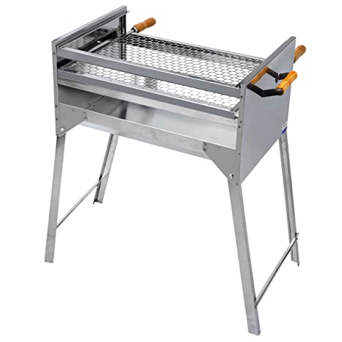 Churrasqueira Aço Inox 430 Grande Portátil Leve 60X40 Mec G
