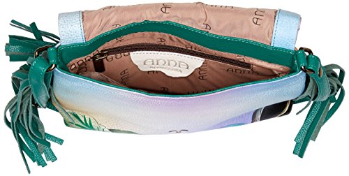 Anna by Anuschka Hand Painted Leather Women's Fringed Flap Crossbody 5