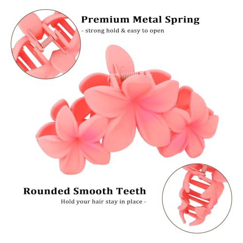 6 Pzas Pinzas Grandes Mate con Flor Hawaii miniatura 3