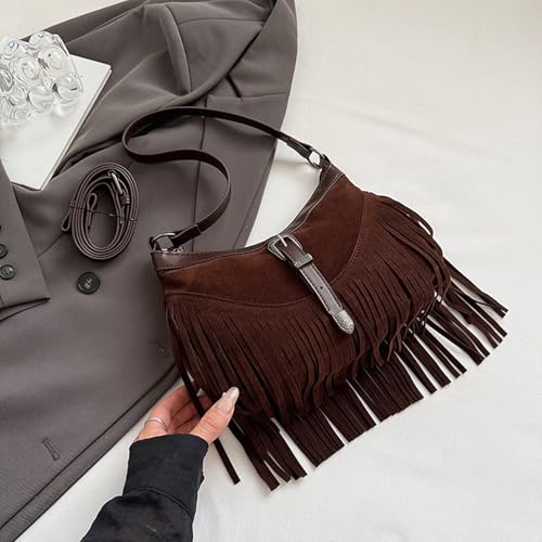 Sac en faux daim à franges robuste et léger pour sublimer un look basique