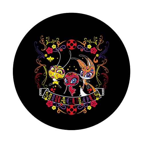 Miraculous Ladybug Dia De Los Muertos Kwamis PopSockets Swappable PopGrip, Black - Image 3