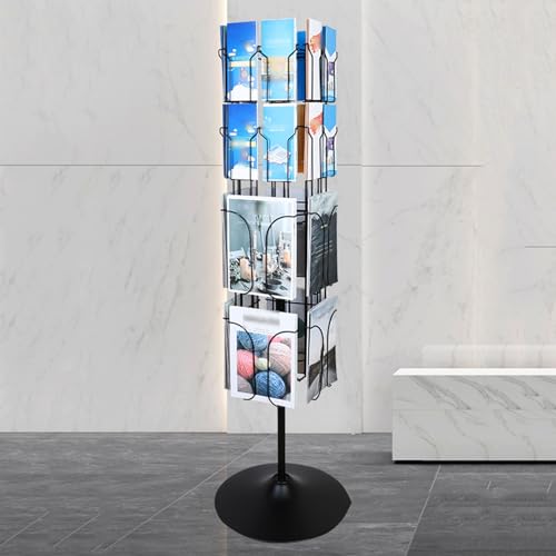 LYNDMBD Expositor Giratorio, revistero extraíble con Compartimentos y chasis, Estructura de Acero de Calidad Comercial para ferias comerciales (Estilo 6)