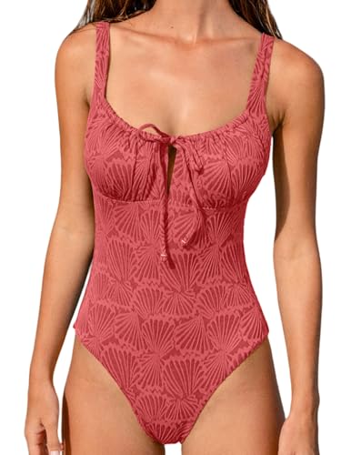 Image of BERLOOK Womens One Piece Swimsuits Floral Push Up Bathing Suit Sexy Tie Slimming Swimsuits for Women Swimwear