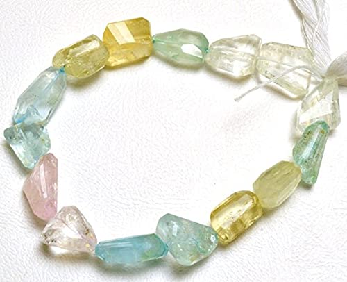 Aigue-marine naturelle multicolore de prestige, perles pépites haut de gamme pour joaillerie