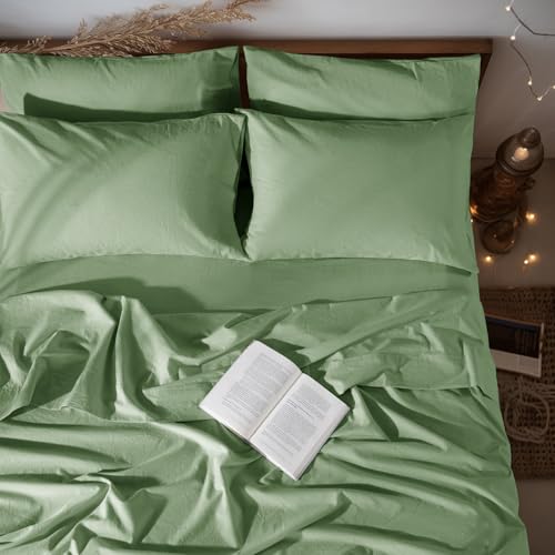 Image of LBRO2M 100% French Pure Linen Sheet Set 6Pcs, 16 inch Deep Pocket King Size