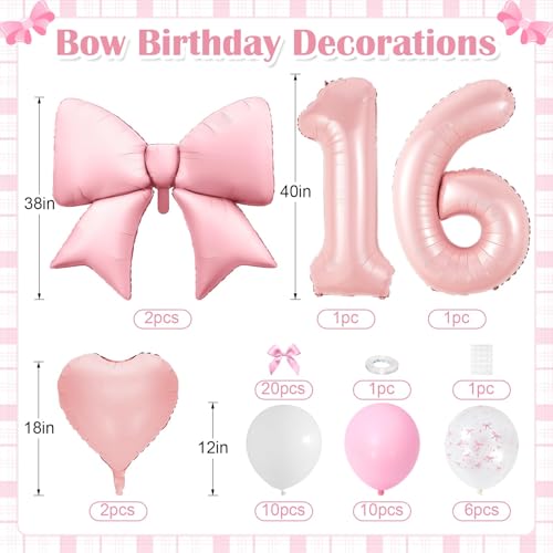 Image of 16th Birthday Decorations for Girl,Pink 16 Balloons for Party Decorations