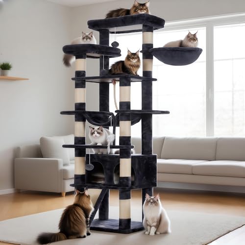 Image of Heybly Tall Cat Tree 78-inch Multi-Level Cat Tower for Indoor Cats HCT033G