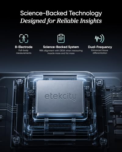 Image of Etekcity WiFi 8-Electrode Smart Scale for Body Weight and Fat | Body Composition Scale with Color Handle Display, 50+ Metrics, 5-Segment Analysis, WiFi Auto Sync and USB-C Charging