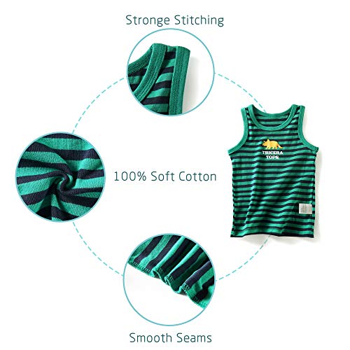 Evercute Baby Toddler Boys Tank Tops 4 Pack 100% Cotton Dianosaurs Sleeveless Shirts for Little Boys (4-5T) - Thumbnail 5