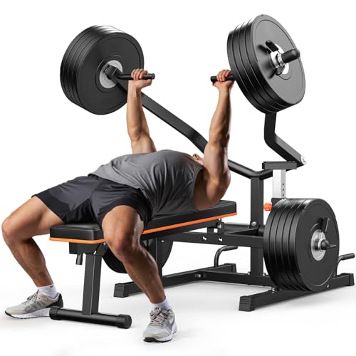 Chest Press Machine, 1250LBS Weight Bench Press Machine with Independent Converging Arms, Adjustable Flat Incline Bench for Chest & Arms, AB Workouts, Shoulder Home Gym Equipment