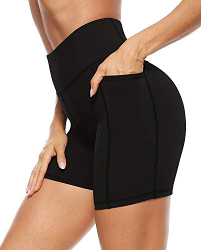 AFITNE Women's High Waist Biker Shorts with Pockets, Tummy Control Athletic Workout Running Yoga Shorts