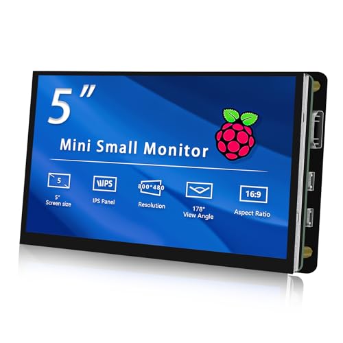 Image of HAMTYSAN 5 Inch IPS Touch Screen Display 800x480 HDMI Monitor for Raspberry Pi 5 /4 /3 /2, Laptop, PC - Portable & Wide Viewing Angle
