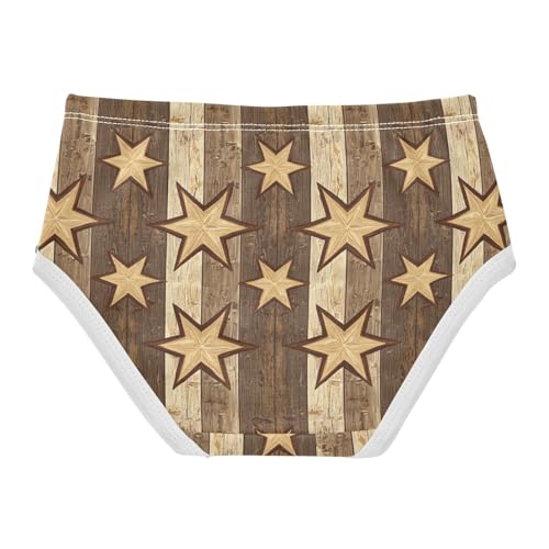 ZZKKO Vintage Wood Grain Star Girls Underwear Toddler Panties for Girls Comfort Brief Size 2-8T2