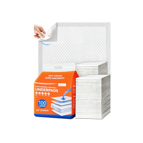 Disposable Puppy Pads 100 Count, 22'x22' Pee Pads for Dogs Potty Training, 6-Layer Super Absorbent & Leak Proof, Odor Block Pet Pads with Anti-Slip Adhesive Strips, White