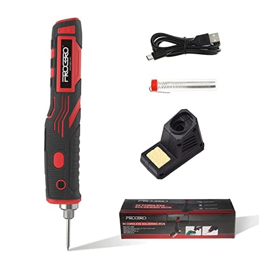 FrogBro Cordless Soldering Iron 1800mAh Rechargeable Soldering Tool Upgrade With Touch Sensor for Power Saving LED Spotlight Professional Portable Welding Tool Electronic Soldering Kit (red)